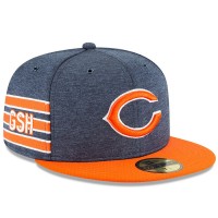 Men's Chicago Bears New Era Navy/Orange 2018 NFL Sideline Home Official 59FIFTY Fitted Hat 3058365